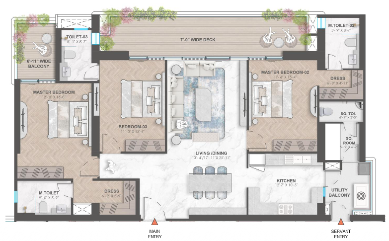 4BHK + UTILITY 2850 SQ. FT.